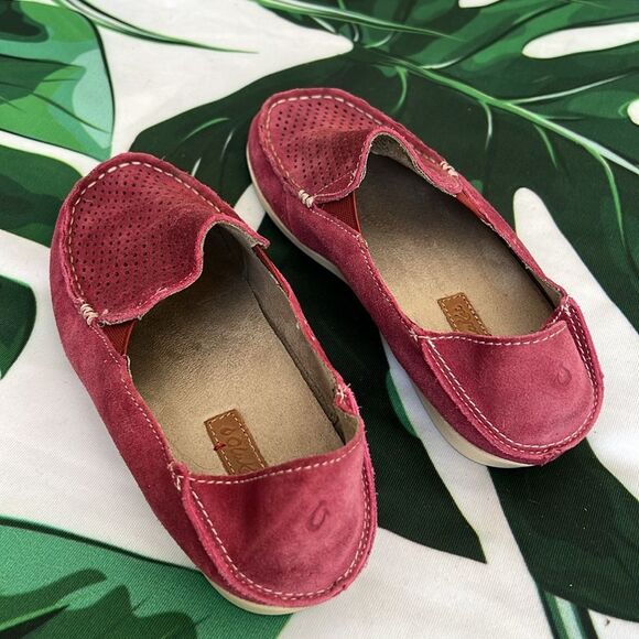 Olu Kai raspberry suede flats - Picture 5 of 5
